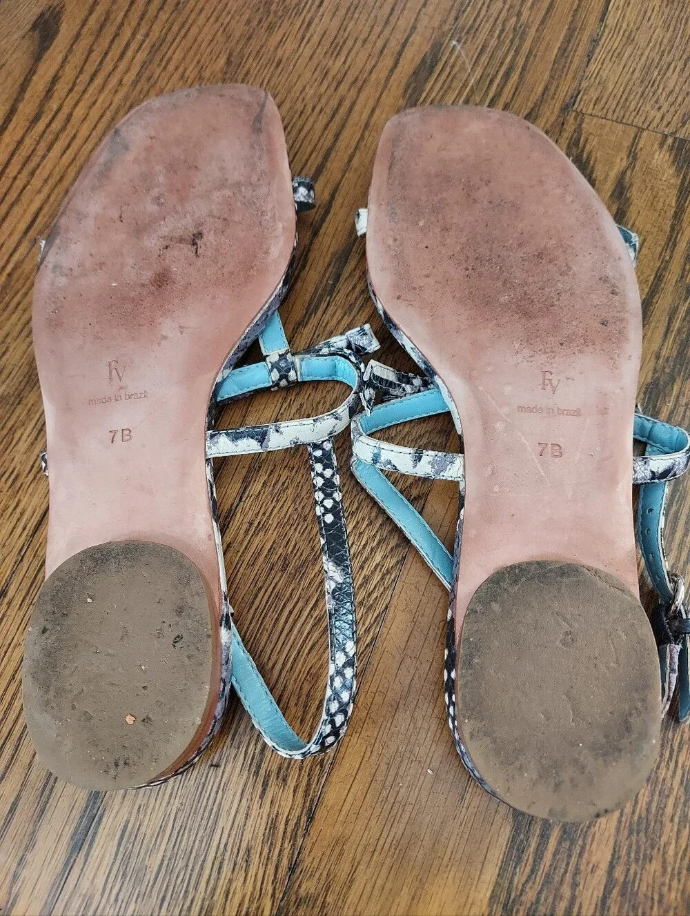 Frances Valentine Lily Snake Print Sandals 7